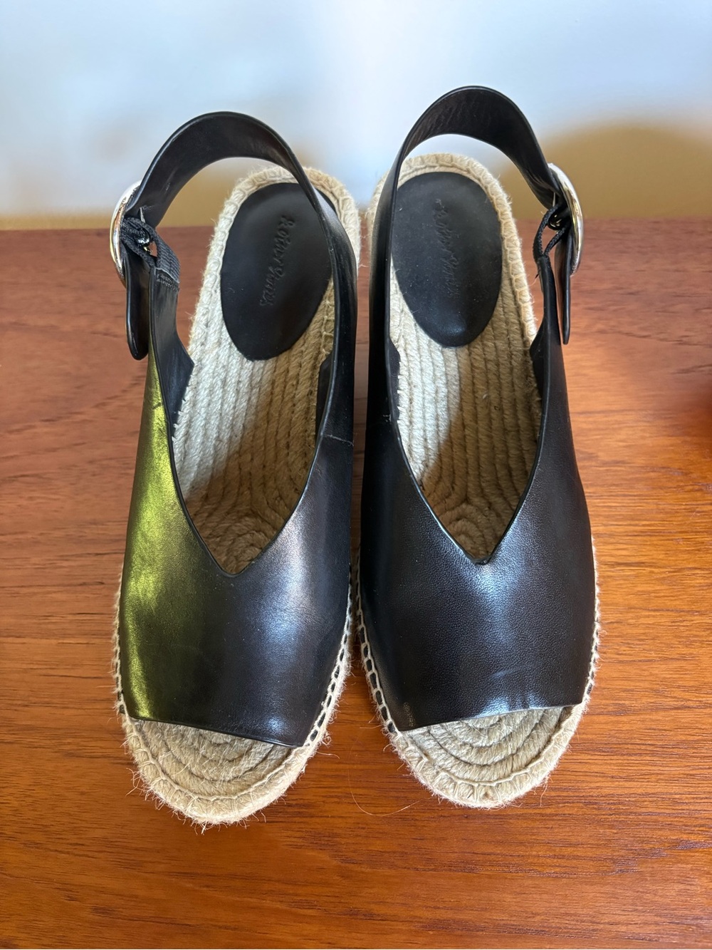 And Other Stories Black Leather Espadrille Slingback Sandals